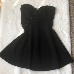 Strapless black cocktail dress